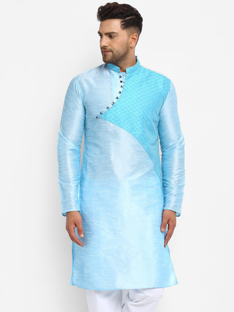 

TREEMODA Men Blue Thread Work Brocade Kurta
