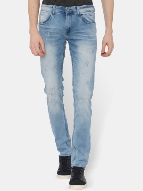 

Rex Straut Jeans Men Blue Slim Fit Mildly Distressed Heavy Fade Jeans