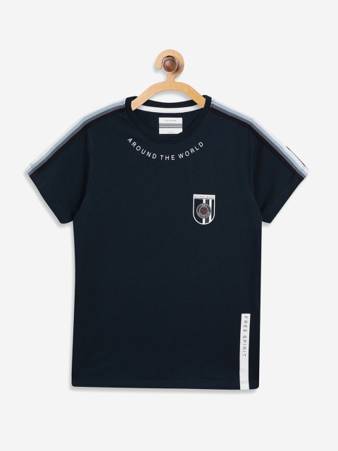 

Octave Boys Navy Blue Printed Round Neck Cotton Pure Cotton T-shirt