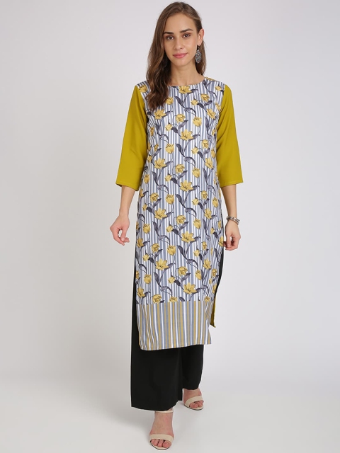 

Florence Women Grey & Black Printed Straight Kurta & Palazzos