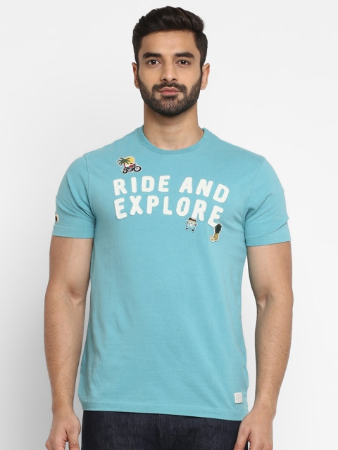 

Royal Enfield Men Blue Printed Round Neck T-shirt