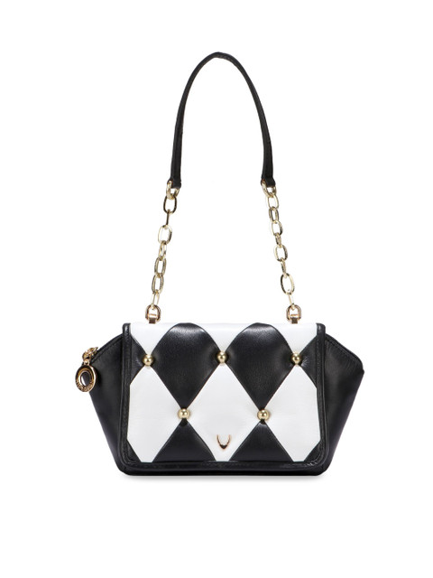 

Hidesign Black & White Leather Colourblocked Sling Bag