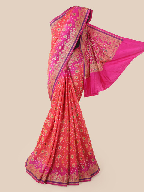 

Pothys Coral Woven Design Bandhani Saree
