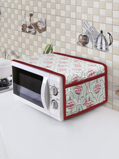 

Rajasthan Decor Green & Red Jaipuri Floral Printed Quilted Cotton Microwave Oven Cover