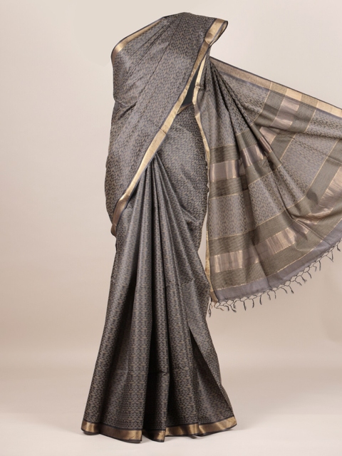 

Pothys Grey Woven Design Tussar Saree