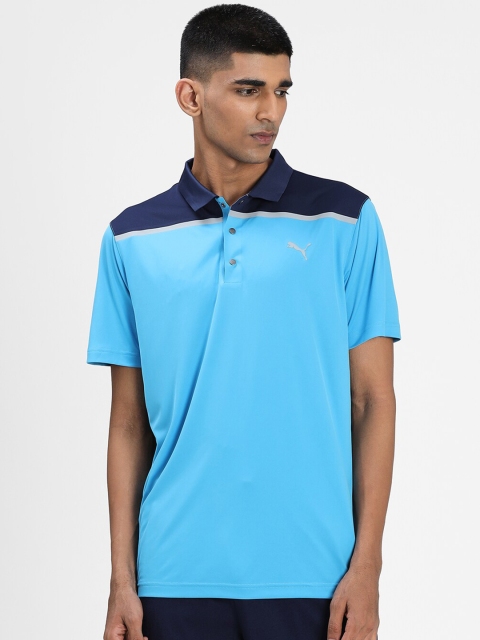 

Puma Men Blue & Black Colourblocked Polo Collar T-shirt