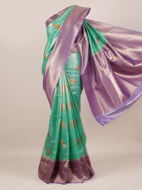

Pothys Green & Purple Pure Silk Woven Design Saree