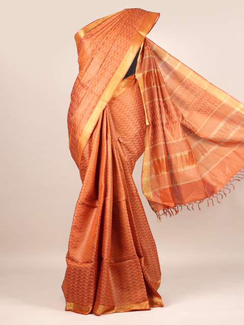 

Pothys Orange & Yellow Pure Silk Woven Design Tussar Saree