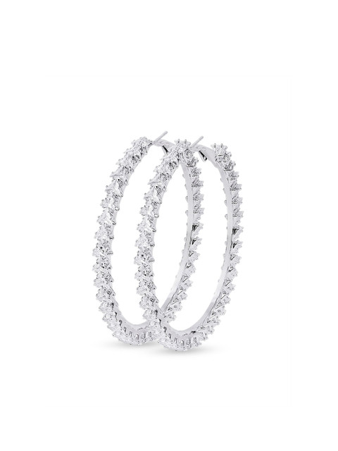 

Moon Dust Silver-Plated AD Studded Circular Hoop Earrings