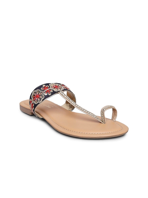 

Forever Glam by Pantaloons Women Navy Blue Embellished Ethnic Flats One Toe Flats