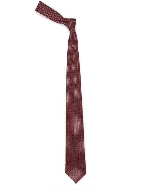 

Louis Philippe Red & White Woven Design Broad Tie
