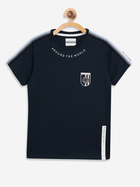 

Octave Boys Navy Blue Printed Round Neck Cotton T-shirt