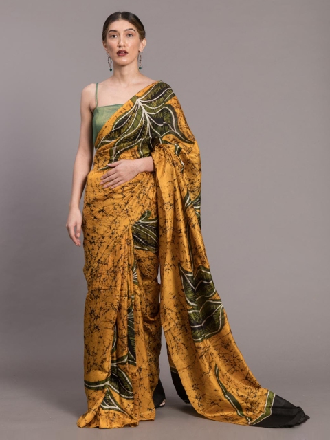 

Suta Yellow Printed Handwoven Mulberry Silk Saree