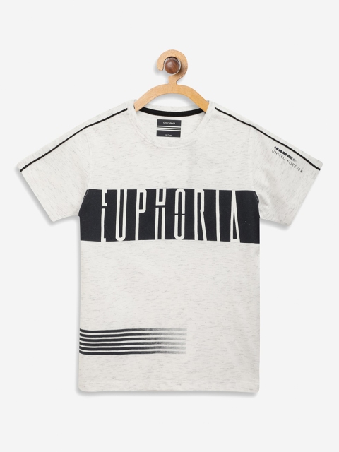 

Octave Boys Off-White Printed Round Neck Cotton Pure Cotton T-shirt