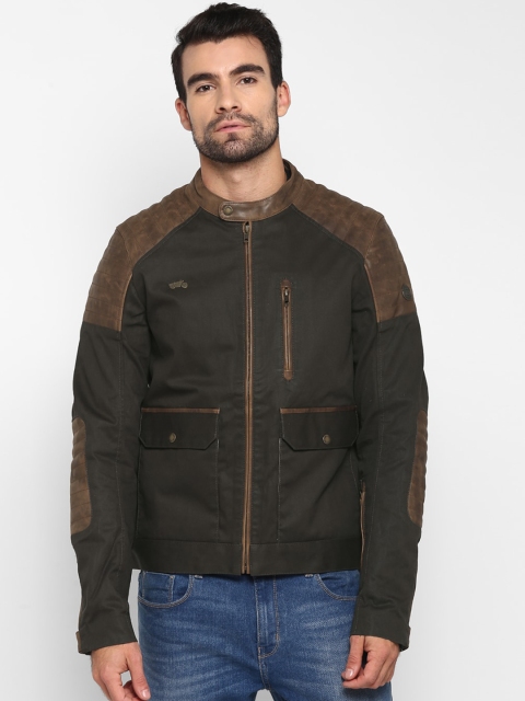 

Royal Enfield Men Olive Green Biker Jacket