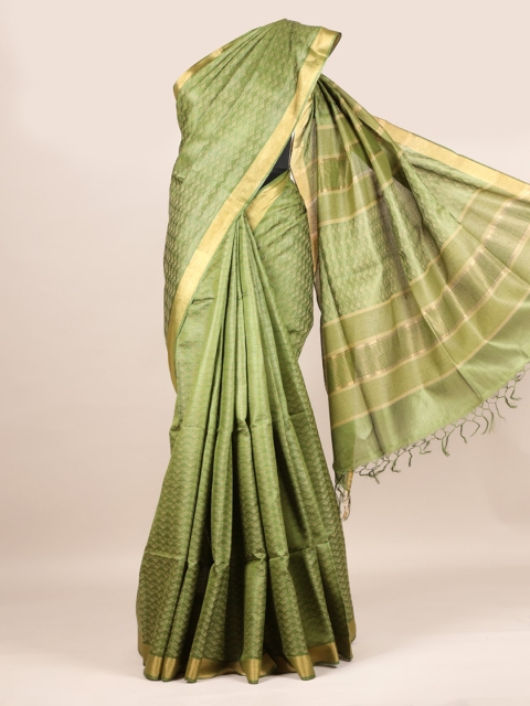

Pothys Green Pure Silk Printed Tussar Saree