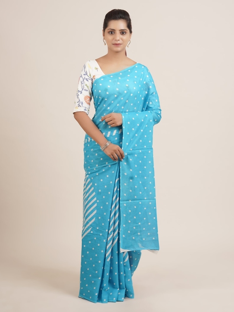 

Pothys Blue & White Pure Cotton Printed Saree