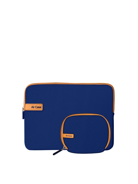 

AirCase Unisex Blue & Orange Solid Laptop Sleeve with Pouch