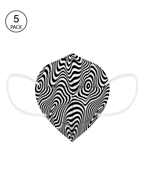 

Status Pack Of 5 Black & White Printed 4-Ply Reusable KN95 Masks