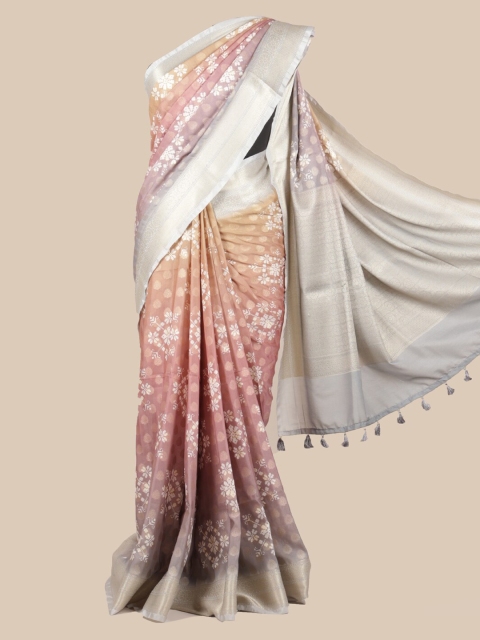 

Pothys Pink & Grey Linen Blend Woven Design Saree