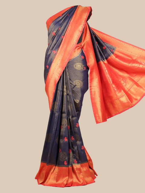 

Pothys Blue & Orange Pure Silk Woven Design Banarasi Saree