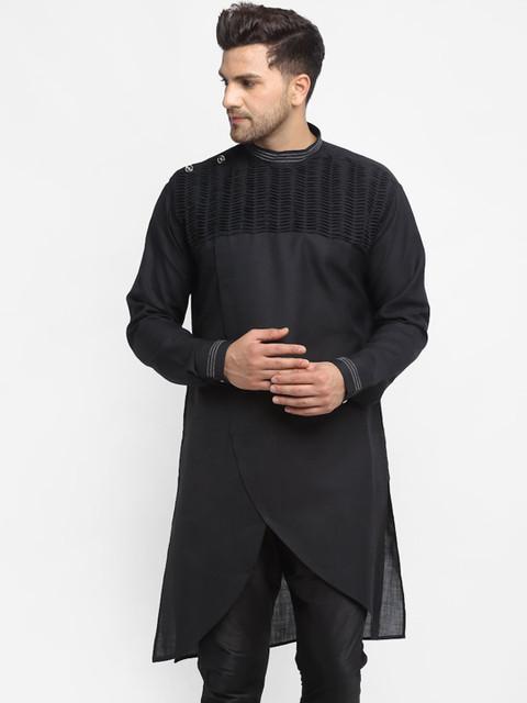 

TREEMODA Men Black Linen Kurta
