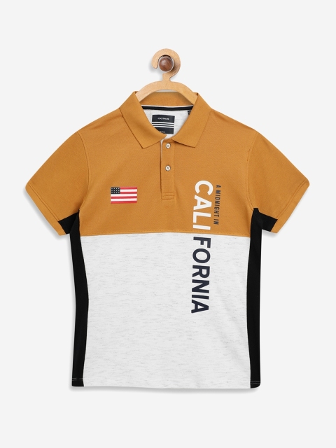 

Octave Boys Mustard Colourblocked Polo Collar Cotton Pure Cotton T-shirt