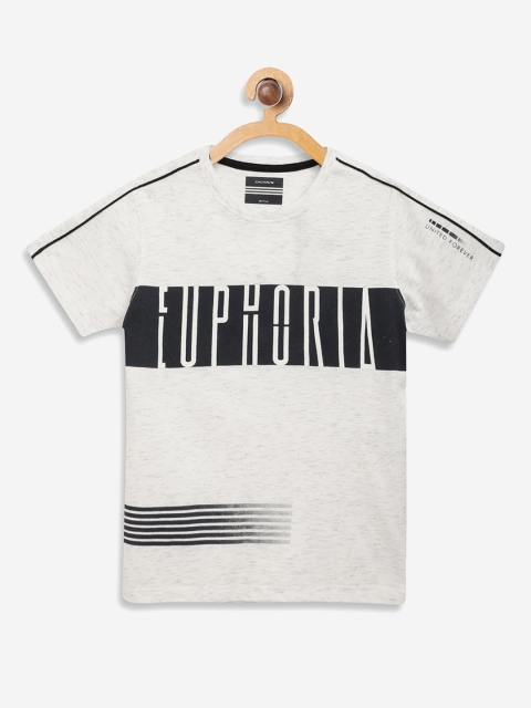 

Octave Boys Grey Melange Printed Round Neck Cotton T-shirt