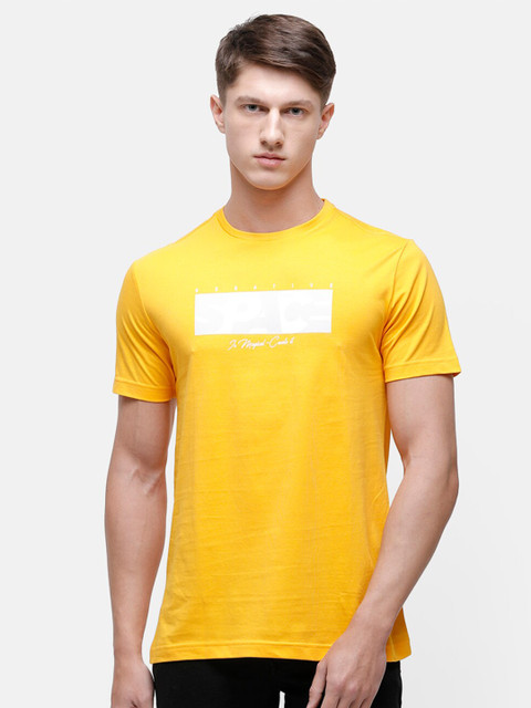 

Classic Polo Men Mustard Printed Round Neck T-shirt