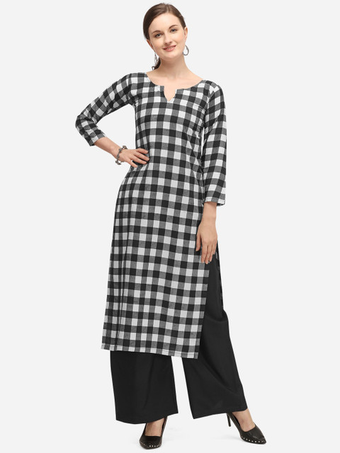 

Florence Women Black Printed Regular Straight Kurti & Palazzos