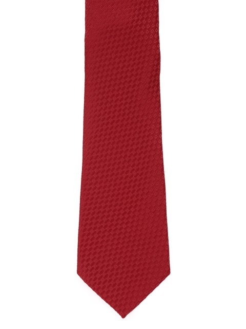

Louis Philippe Red Woven Design Broad Tie