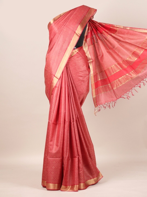 

Pothys Magenta Pure Silk Woven Design Tussar Saree
