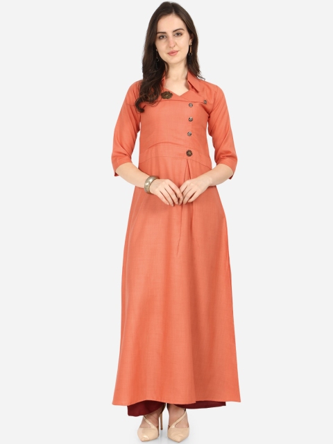

Florence Women Peach-Coloured Regular Floor Length A-Line Kurta with Palazzos