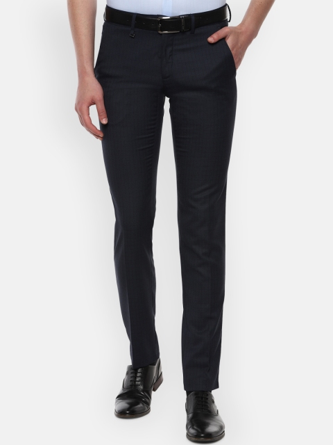 

Van Heusen Men Navy Blue Slim Fit Solid Formal Trousers