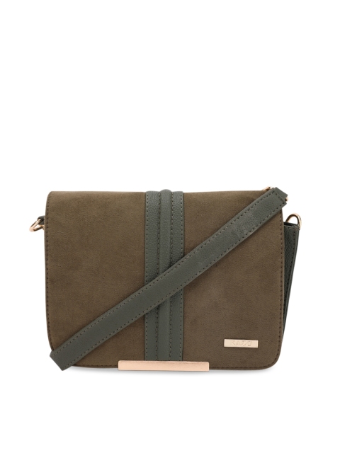 

Kazo Olive Brown Solid Suede Finish Sling Bag
