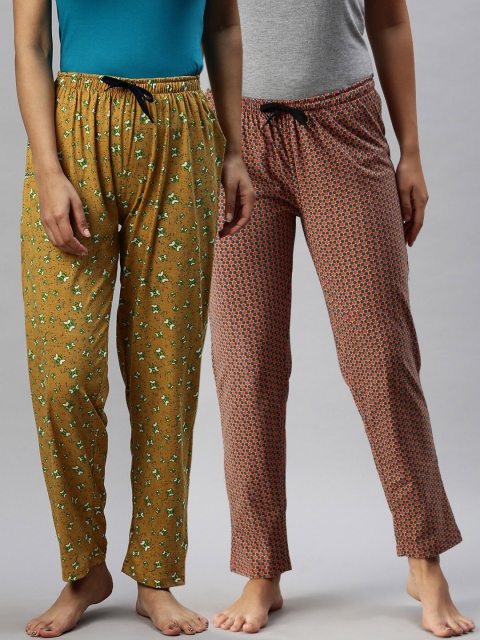 

Kryptic Pack of 2 Mustard Printed Cotton Pyjamas