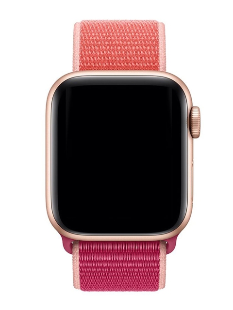 

macmerise Unisex Pink & Orange Solid Single Piece Rasberry Parfait Woven Nylon Apple Watch Strap
