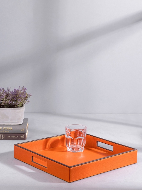 

Pure Home and Living Orange Solid Square Serving Tray