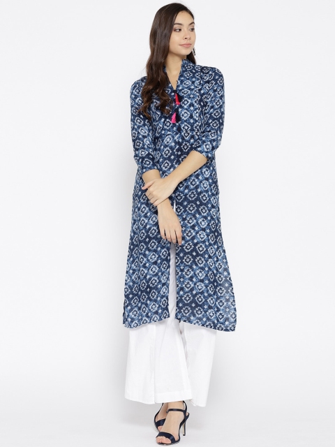 

Cottinfab Women Blue Printed Kurta