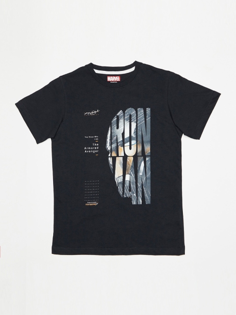 

Octave Boys Navy Blue Iron Man Print Round Neck Cotton T-shirt