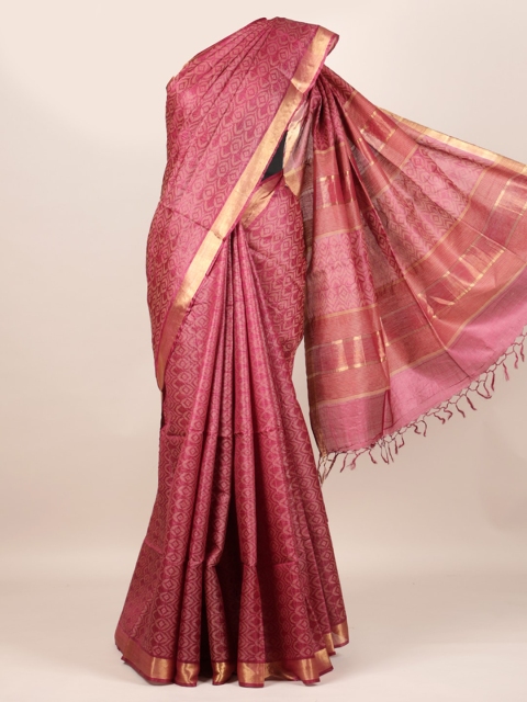 

Pothys Magenta Pure Silk Woven Design Tussar Saree
