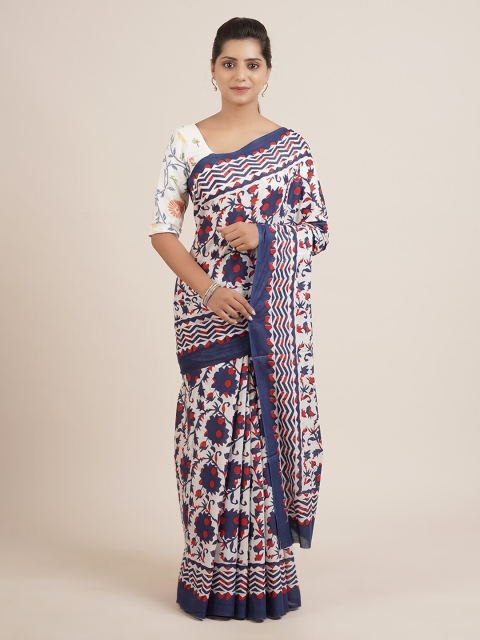 

Pothys White Printed Saree