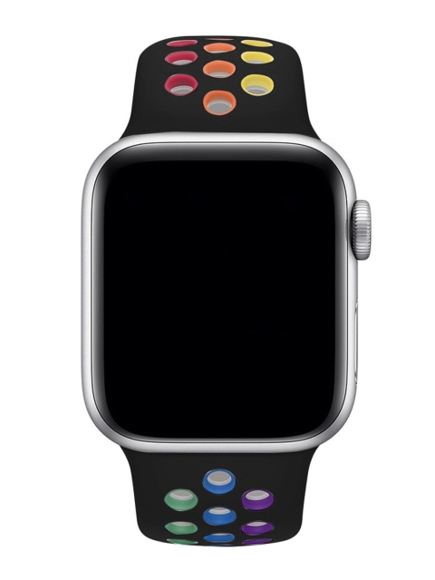 macmerise Black Neon Sport Rainbow Silicone Apple Watch Band Strap