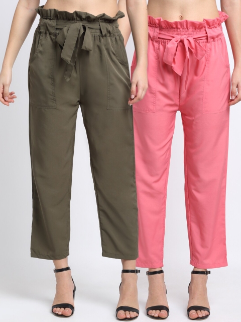 

NEUDIS Women Pack Of 2 Peg Trousers, Olive