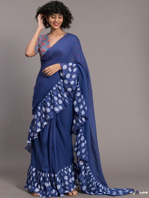 

Suta Blue & White Pure Cotton Printed Saree