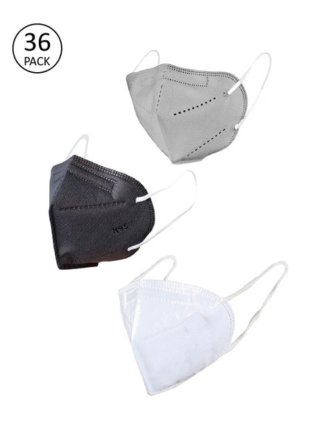 

OOMPH Unisex Pack Of 36 Solid 5-Ply KN95 Reusable Protective Masks, Black