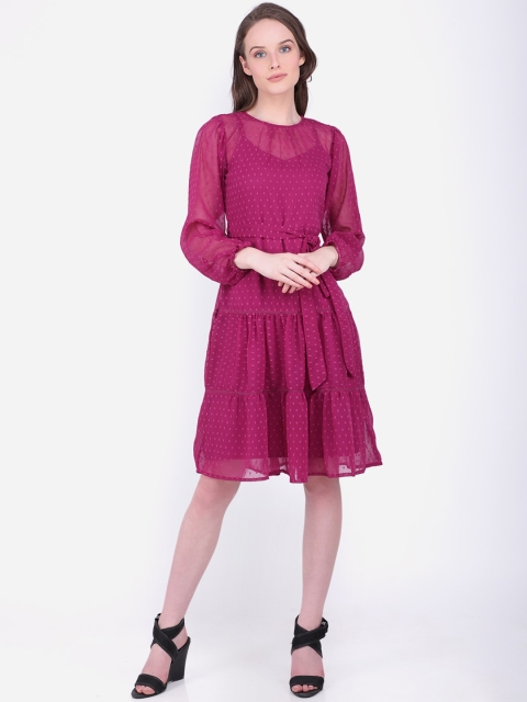 

MARC LOUIS Purple Georgette Fit and Flare Dress