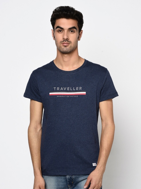 

Octave Men Blue Typography Printed Cotton T-shirt