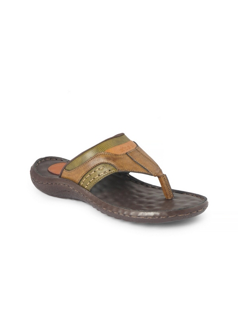 

XESS by iD Men Beige & Green Leather Comfort Sandals