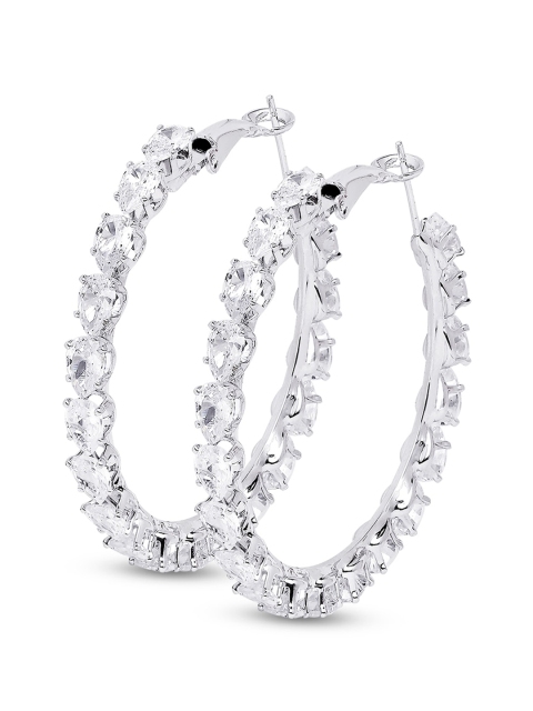 

Moon Dust Silver-Plated AD Studded Circular Hoop Earrings
